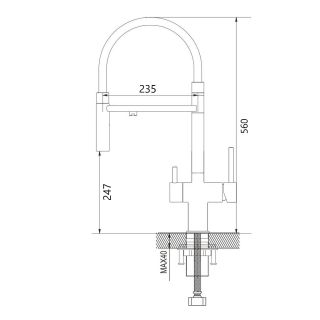 Смеситель для кухни с гибким изливом и подключением фильтра Maretti Calabria S CAS31RGF19, сатин